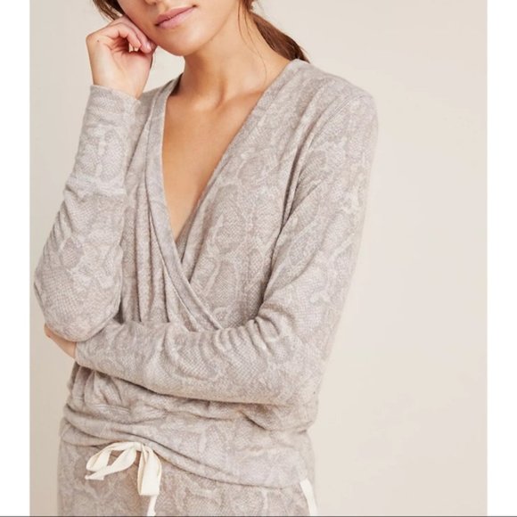 Anthropologie Tops - Anthropologie Sundry Snake Print Draped Faux Wrap Top Sz S EUC